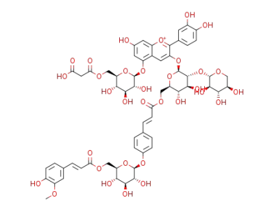 cyanidin 3-O-[2-O-(β-xylopyranosyl)-6-O-(4-O-(6-O-(trans-feruloyl)-β-glucopyranosyl)-trans-p-coumaroyl)-β-glucopyranoside]-5-O-[6-O-(malonyl)-β-glucopyranoside]